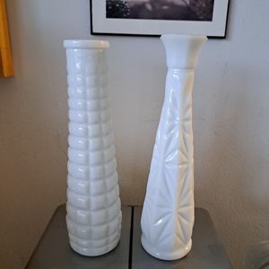 2, Flower Vase, Milk Glass.